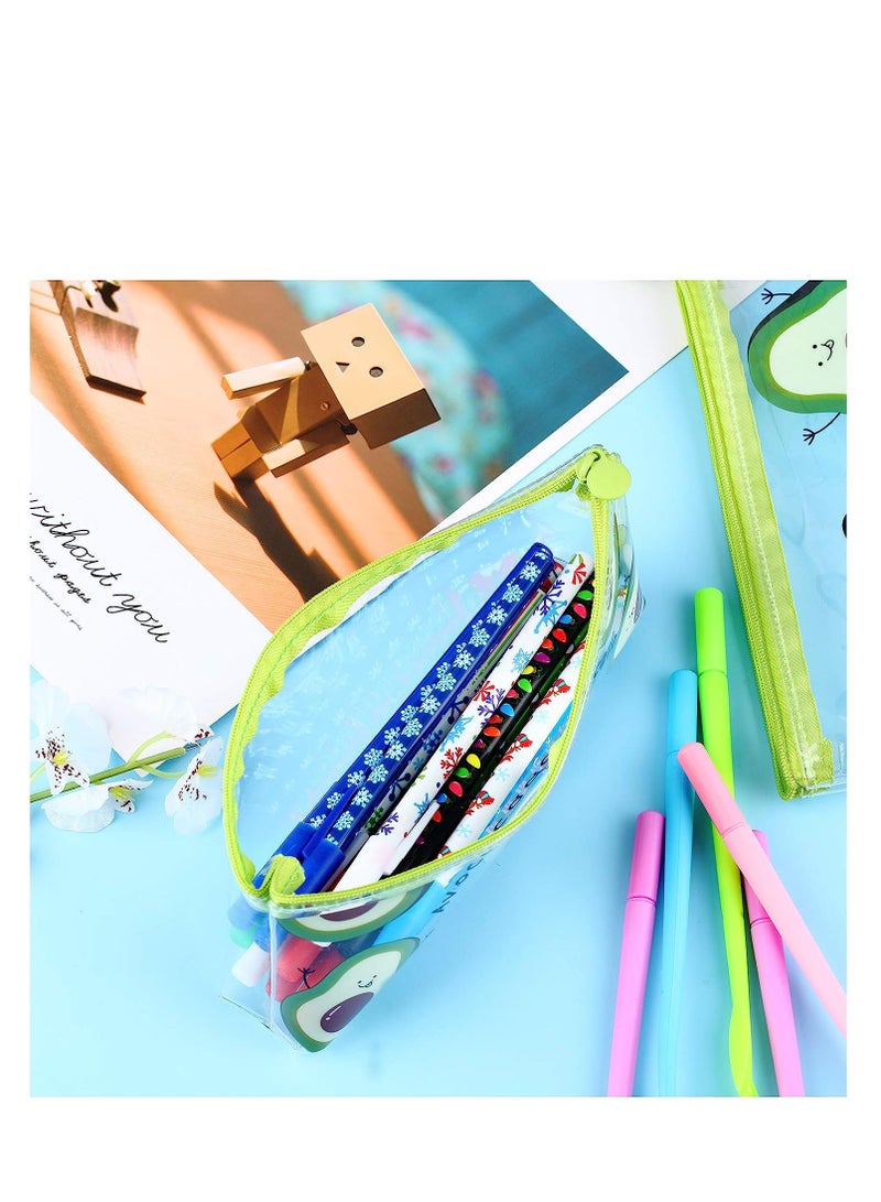 SYOSI Avocado Pencil Case Cute Waterproof Transparent Pencil Bag Avocado Pen Marker Holder Pouch Box Zipper Pen Case Makeup Bags Stationery Organizers for Students Boys Girls Women 4 Pieces - Image 2