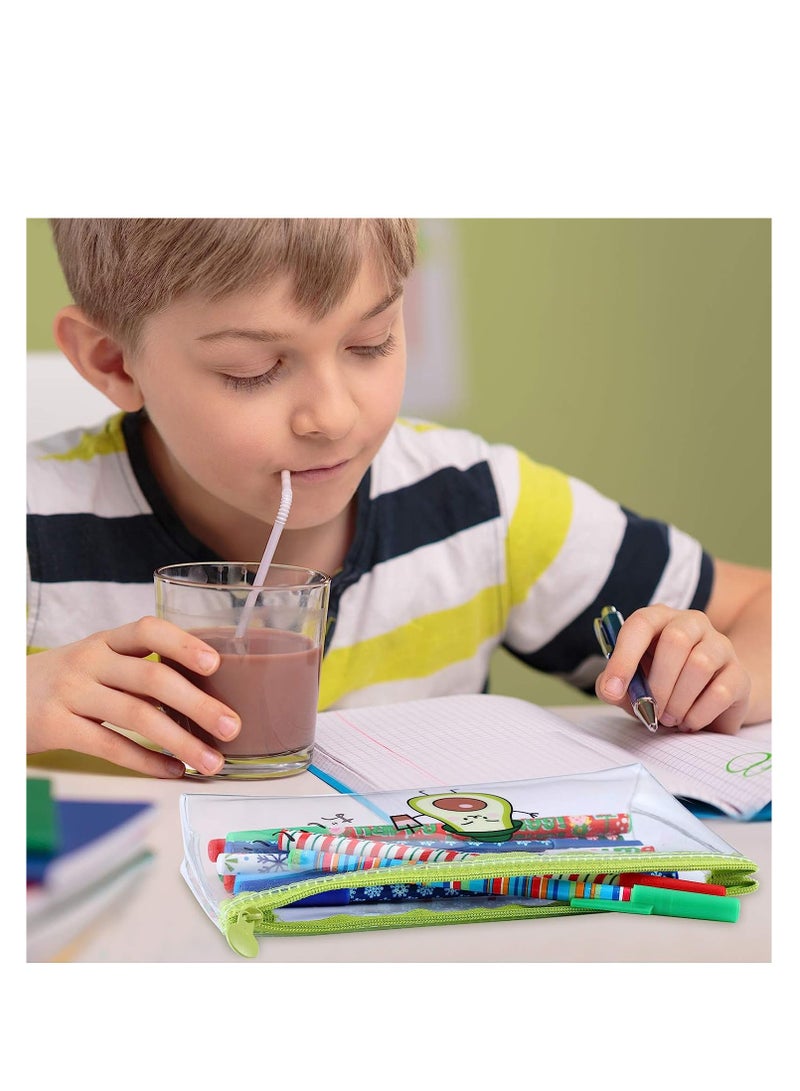SYOSI Avocado Pencil Case Cute Waterproof Transparent Pencil Bag Avocado Pen Marker Holder Pouch Box Zipper Pen Case Makeup Bags Stationery Organizers for Students Boys Girls Women 4 Pieces - Image 3