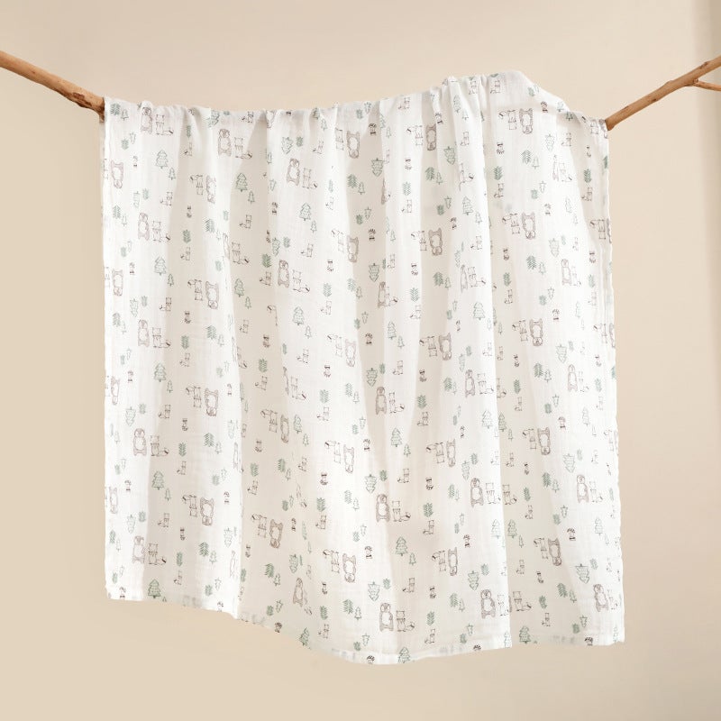 منشفة قطنية بطبقتين لحديثي الولادة، منشفة استحمام ناعمة وقابلة للتنفس، غطاء بطانية، بطانية لف، منتجات الأطفال، منشفة لف - Image 1