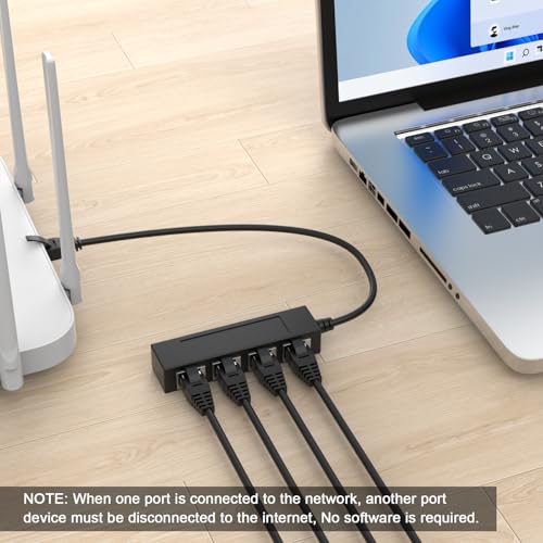 CREHAO RJ45 1 Male to 4 x Female LAN Splitter Adapter Cable Suitable Super Cat6, Ethernet Splitter Cable Suitable Super Cat5, Cat5e, Cat6, Cat7 LAN Ethernet Socket Connector Adapter ONE Internet - Image 4