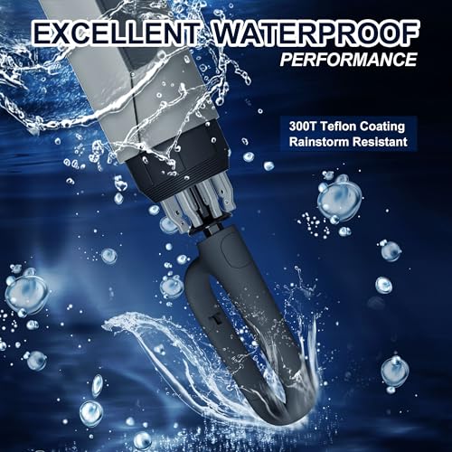 QWB TUMAAOTU Inverted Umbrella with Carabiner Handle, Compact Wind Proof Umbrellas For Rain and Sun Protection, Portable Reverse Folding Umbrella, Car Umbrella for Women Men, 10 Ribs (Black 50IN) - Image 5