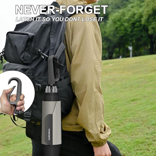 QWB TUMAAOTU Inverted Umbrella with Carabiner Handle, Compact Wind Proof Umbrellas For Rain and Sun Protection, Portable Reverse Folding Umbrella, Car Umbrella for Women Men, 10 Ribs (Black 50IN) - Image 2