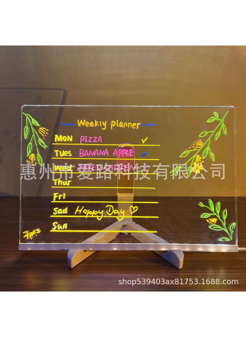 Generic diy erasable luminous acrylic transparent writing board message board small blackboard Billboard stall led fluorescent board  - Image 1