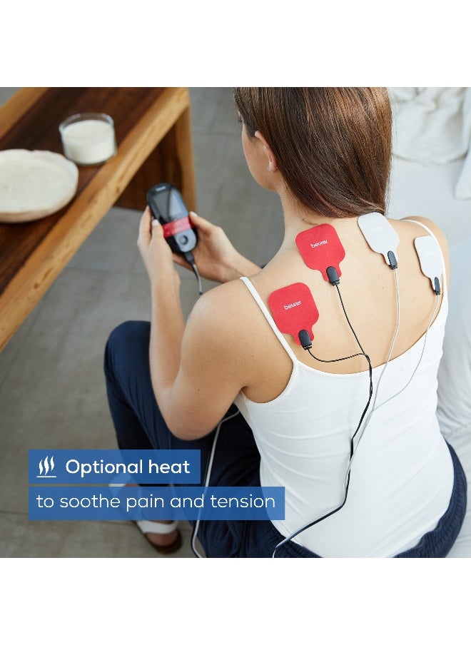 Beurer EM59 Digital TENS/EMS Device with Heat, 4-in-1 stimulation device for pain therapy, muscle stimulation, massage and heat therapy, 4 electrodes, 70 programmes, 50 intensity levels  - Image 5