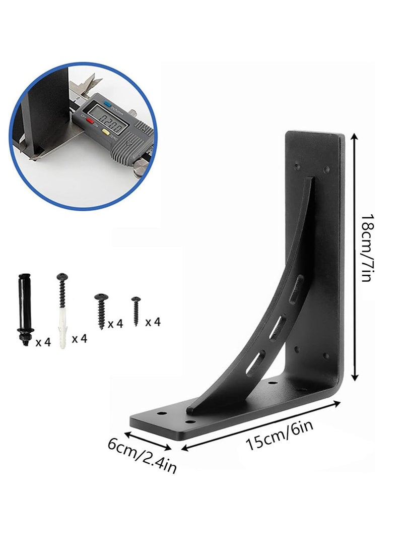 Countertop bracket, black durable wall bracket, 90 degree triangle, durable wall mounting bracket, 2 metal shelf brackets, countertop support bracket - Image 2