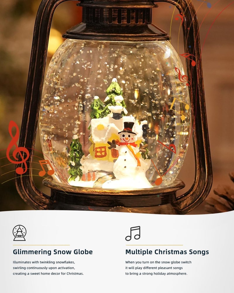 PEATOP Christmas Decorations Snowman Snow Globes Musical Light Up 6H Time Glitter Globe Village Christmas Snow Globes Snowman Decor Gifts - Image 5