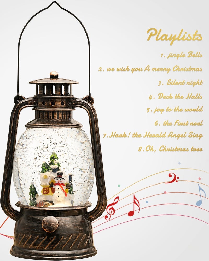 PEATOP Christmas Decorations Snowman Snow Globes Musical Light Up 6H Time Glitter Globe Village Christmas Snow Globes Snowman Decor Gifts - Image 3