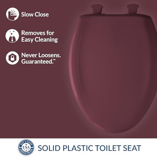 Bemis Classic Colors Slow Close Toilet Seat, Easy Clean Hinges and Durable Plastic Seat, Made in USA, Elongated, Loganberry - Image 2