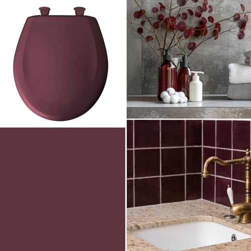Bemis Classic Colors Slow Close Toilet Seat, Easy Clean Hinges and Durable Plastic Seat, Made in USA, Elongated, Loganberry - Image 3