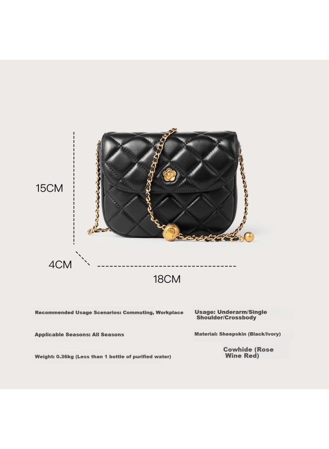 Mood New Lambskin Small Chanel Style Quilted Chain Bag Fashion Genuine Leather Crossbody Bag Birthday Gift For Women - Image 1