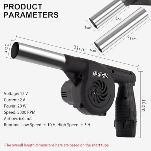 ELSOON Electric Bellows Portable Fireplace Tools 12V 5000 RPM Fan Bellows Fire Wood Stove Blower Outdoor BBQ Camping Fire Fan New Upgrade - Image 2