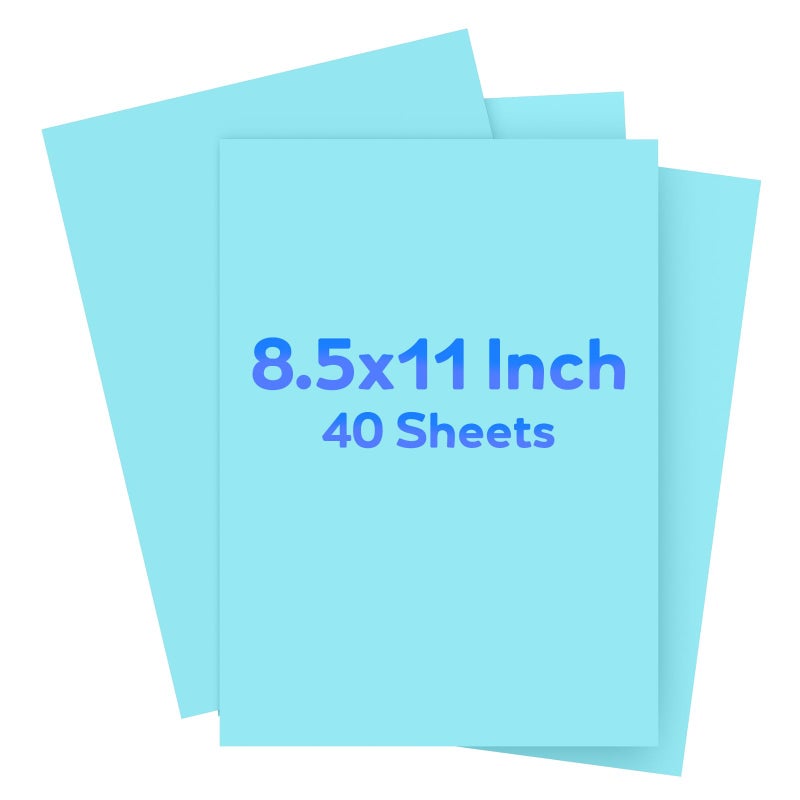 Vishoitty Light Blue Cardstock 8.5" x 11 ",Cardstock Paper,Colored Paper,40 Sheets Blue Card Stock for Party, Invitations, Art, Drawing, Menus, DIY Cards, Tags, Crafts Certificates, School, Office Printing - Image 1
