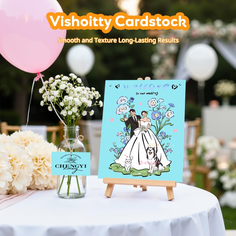 Vishoitty Light Blue Cardstock 8.5" x 11 ",Cardstock Paper,Colored Paper,40 Sheets Blue Card Stock for Party, Invitations, Art, Drawing, Menus, DIY Cards, Tags, Crafts Certificates, School, Office Printing - Image 5