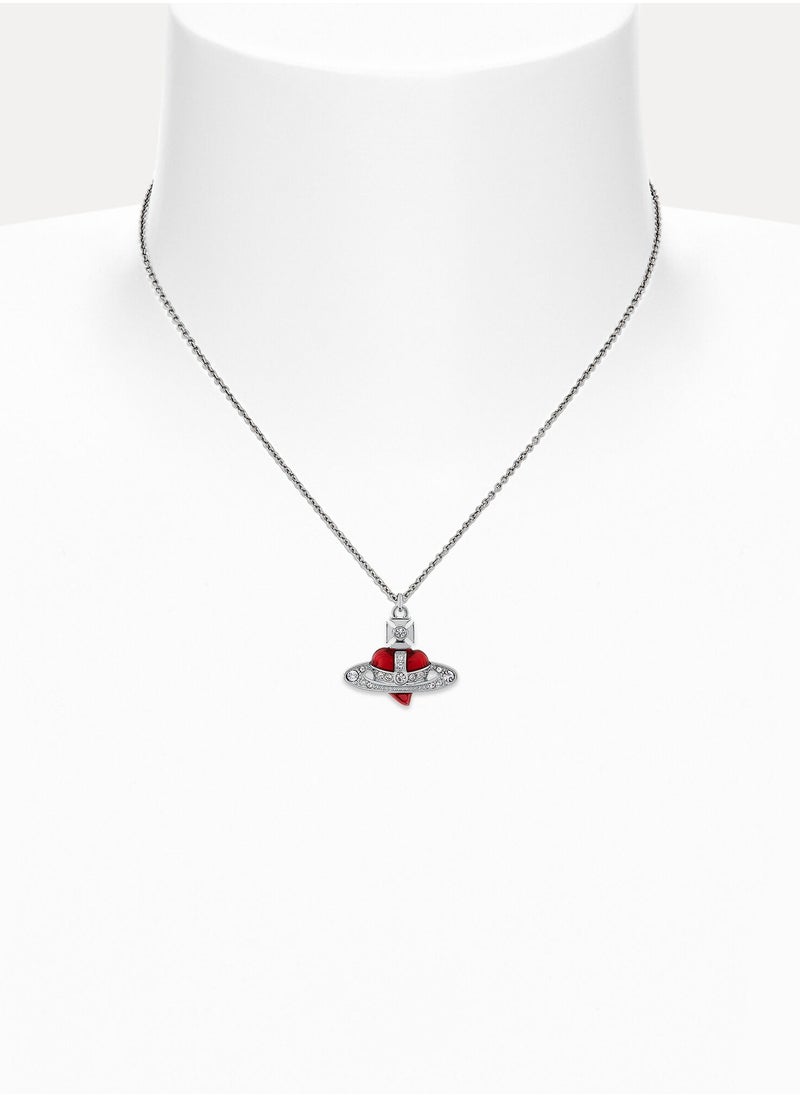 Vivienne Westwood - New Diamante Heart Pendant Necklace-Red - Image 1