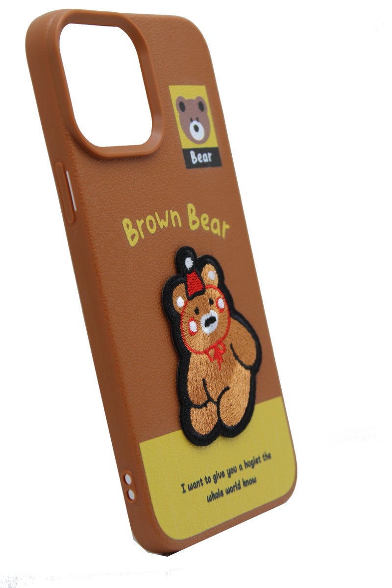 C.F.S Plastic Back Cover With Cute Design For Apple iPhone 13 Pro Max - Brown & Yellow - Image 2