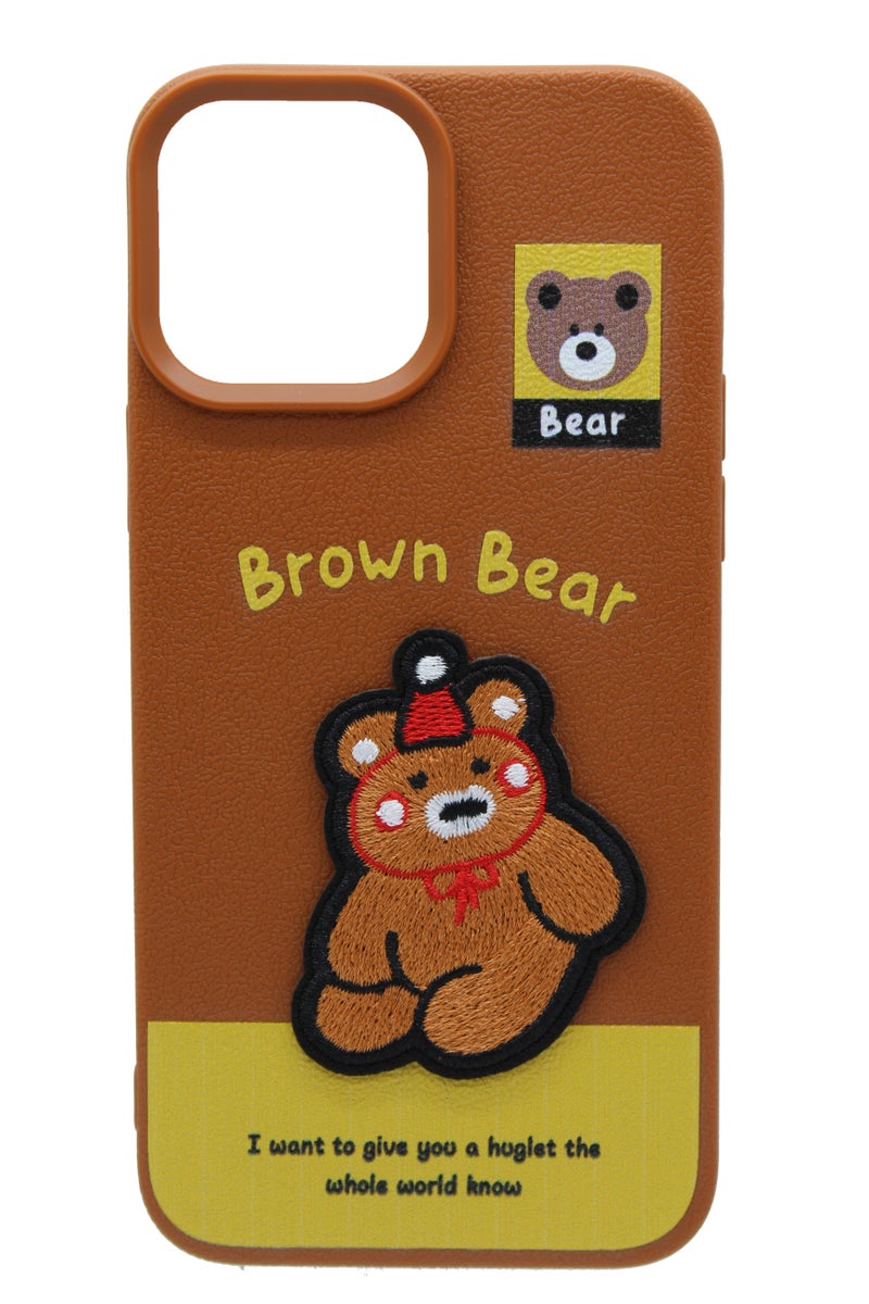 C.F.S Plastic Back Cover With Cute Design For Apple iPhone 13 Pro Max - Brown & Yellow - Image 1