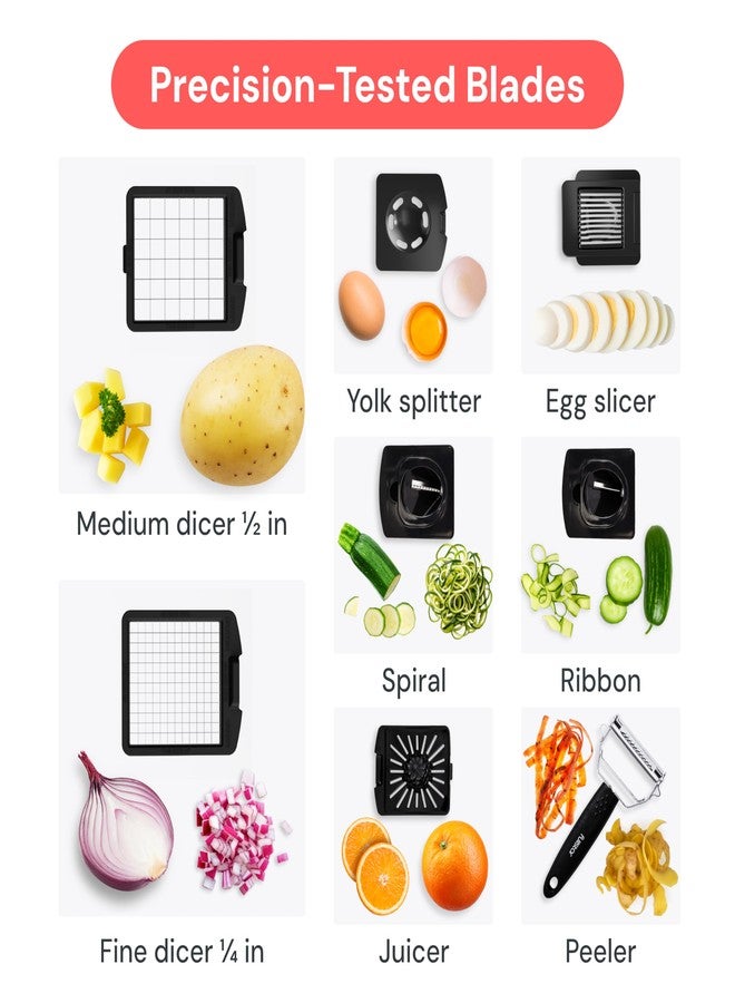 Fullstar Vegetable Chopper and Spiralizer - Food Chopper with Container, Fruit Slicer, Kitchen Gadgets & Accessories, Home Essentials (9 in 1, Black) - Image 5