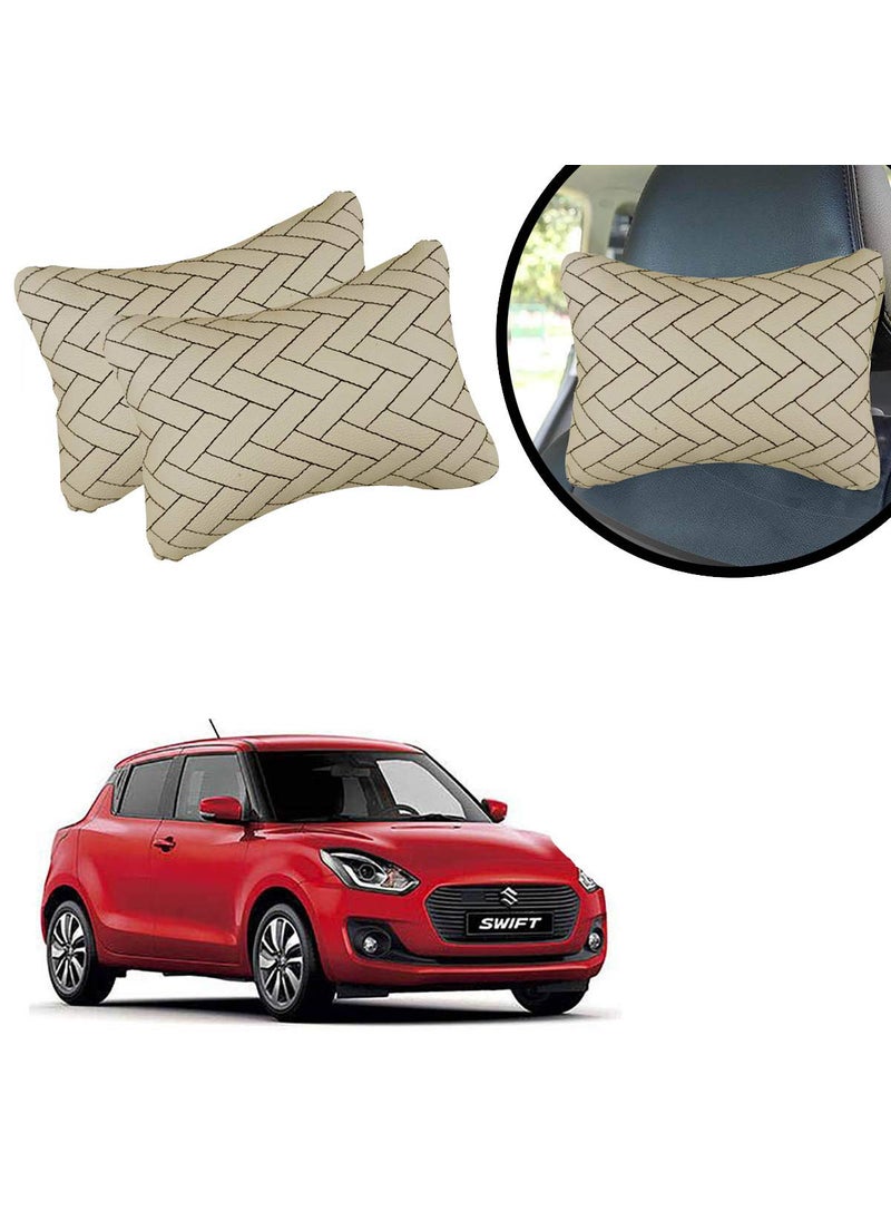 Adroitz Adroitz Beige Car Cushion in ZigZag Design Material Leatherette_63  - Image 1