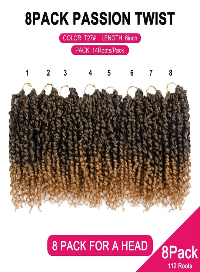 NAYOO Passion Twist Hair - 8 Packs 6 Inch Passion Twist Crochet Hair For Black Women, Crochet Pretwisted Curly Hair Passion Twists Synthetic Braiding Hair Extensions(6 Inch 8 Packs, T27) - Image 4