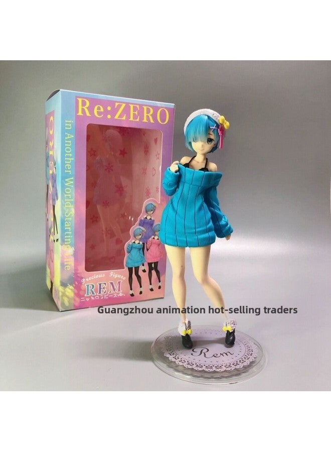 From Scratch, Chinese-style Sleeping Strap Sportswear, Remramram Boxed Beauty Anime Hand Office-Color:Sweater REM Light Blue (blister + Color Box)  - Image 1