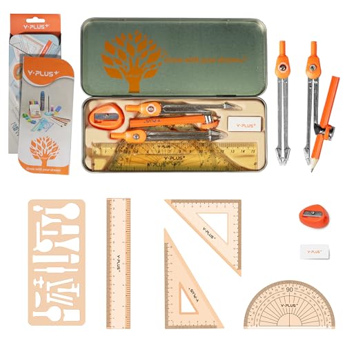 YPLUS Geometry Set for Students, Math Protractor Compass, Box of Protactors Kit for Class Supplies and School Kids Toddler - 11 Pcs - Image 2