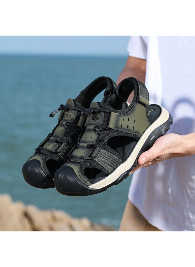 CARTELO Summer Outdoor Openwork Sandals, Breathable Anti-collision Toe-cover Sandals, Soft-soled Beach Sandals, Men's Sandals, Men's Casual Sandals - Image 2