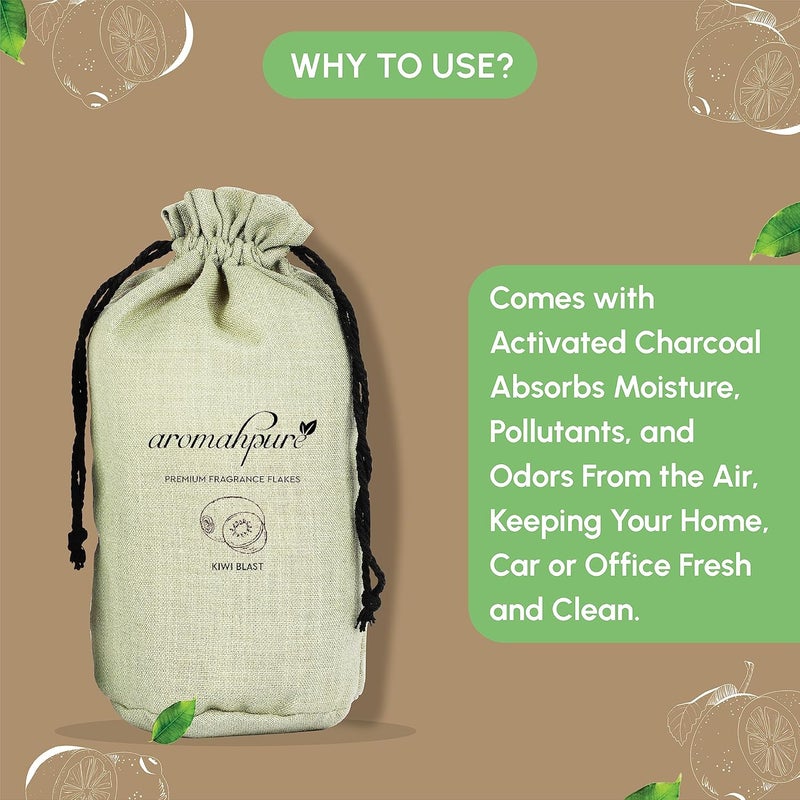 Aromahpure Premium Home Perfume Flakes with Activated Charcoal Air Purifier with Fresh Fragrances Kiwi Blast Kiwi 100 gm Home Air Freshener Use in Home Kitchen Wardrobe - Image 4