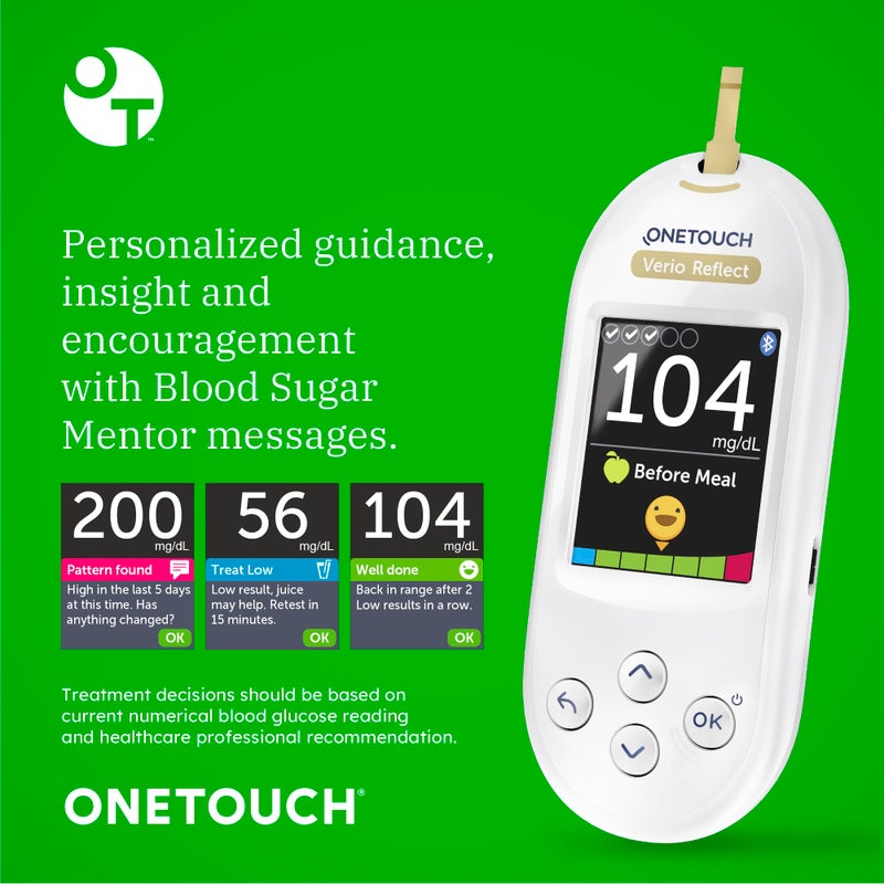 OneTouch Verio Reflect Blood Glucose Meter | Blood Glucose Monitoring System Includes Blood Sugar Meter, Lancing Device and 10 Sterile Lancets - Image 3