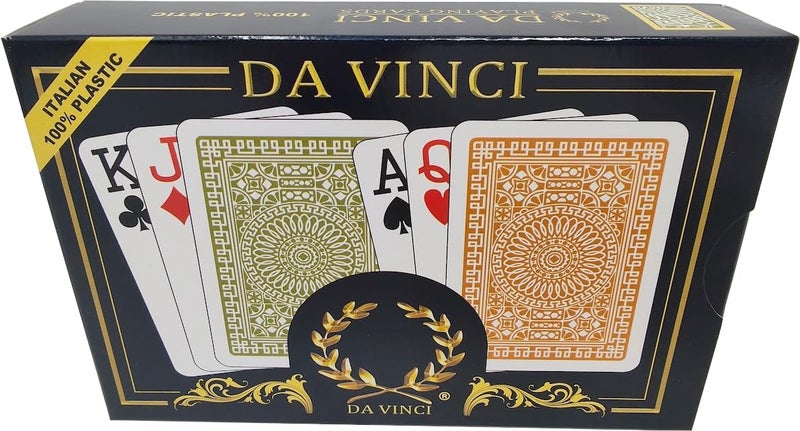 DA VINCI Palermo, Italian 100% Plastic Playing Cards, 2 Deck Set with Hard Shell Case and 2 Cut Cards (Poker Size Jumbo Index) - Image 1