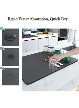 Super Absorbent Dish Drying Mat – Non-Slip Quick-Dry Kitchen Counter Mat for Dishes, Glasses & Coffee Machine