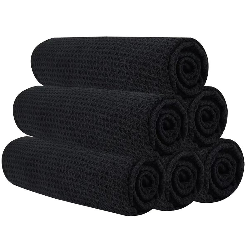 Vnoss Microfiber Gym Towels for Working Out, Quickly Dry Yoga Towels for Men & Women Tennis, 16 Inch x 27 Inch, 6 Pack, Black - Image 1