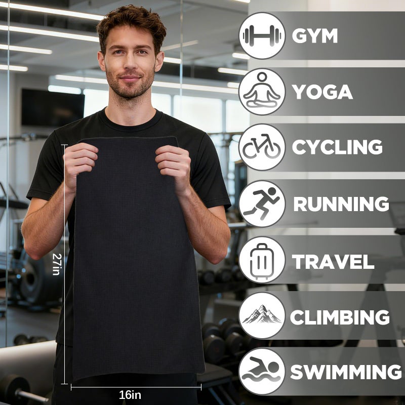Vnoss Microfiber Gym Towels for Working Out, Quickly Dry Yoga Towels for Men & Women Tennis, 16 Inch x 27 Inch, 6 Pack, Black - Image 5