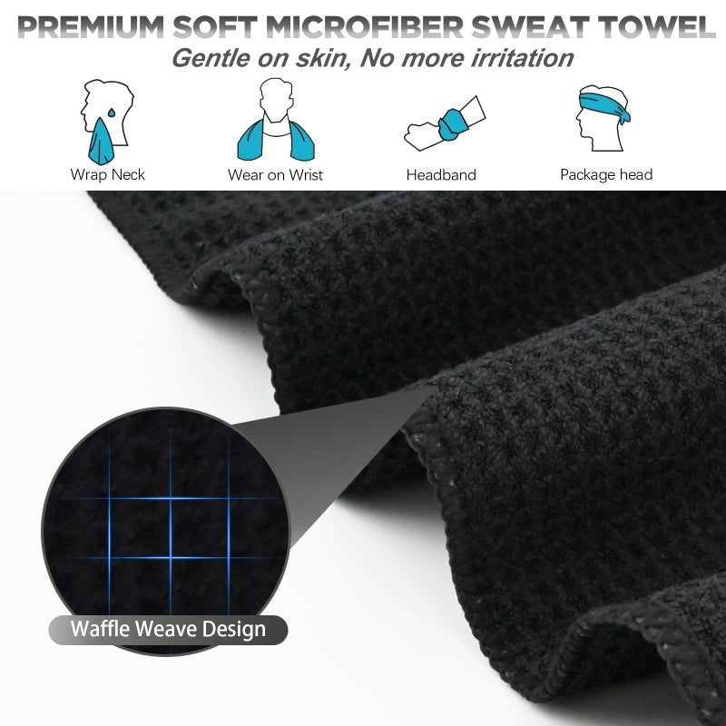 Vnoss Microfiber Gym Towels for Working Out, Quickly Dry Yoga Towels for Men & Women Tennis, 16 Inch x 27 Inch, 6 Pack, Black - Image 2