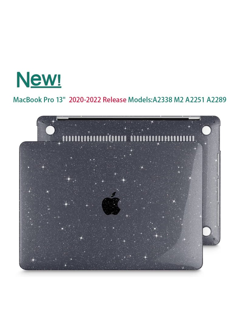 Generic - حافظة صلبة لامعة متوافقة مع ماك بوك برو 13 بوصة إصدار 2023-2017 A2338 M2/M1Chip A2289 A2251 A2159 A1989 A1706 A1708، حافظات صلبة كاملة الحماية -- أسود - Image 1