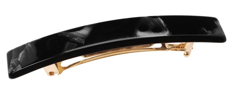 France Luxe Luxury Rectangle Barrette, Nacro Black - Classic French Design for Everyday Wear - Image 1