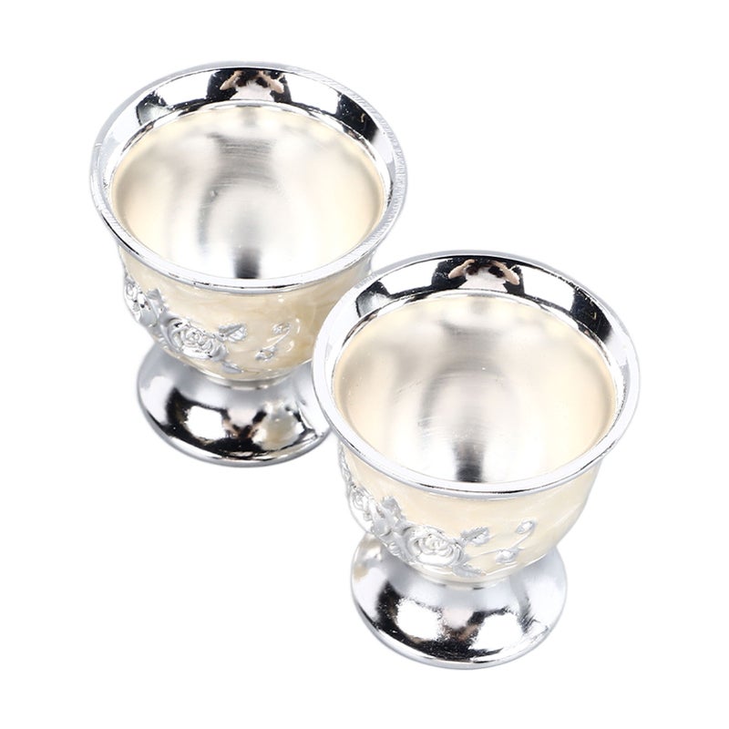 2pcs Vintage Wine Cup Silver Retro Metal Goblet Exquisite Tea Cup for Home Restaurant Cafes Bars - Image 5