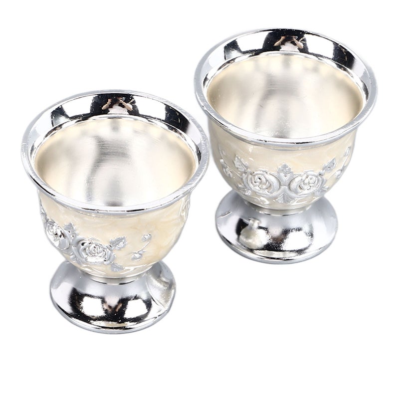 2pcs Vintage Wine Cup Silver Retro Metal Goblet Exquisite Tea Cup for Home Restaurant Cafes Bars - Image 2