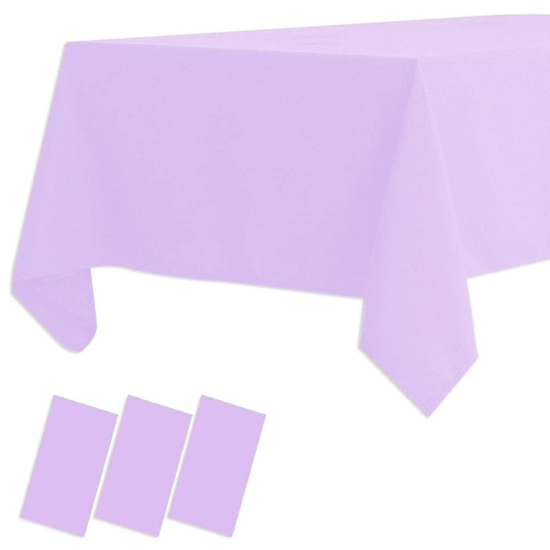 3 Pack Plastic Tablecloths Disposable Plastic Table Covers Table Cloths for BBQ Picnic Birthday Wedding Parties Waterproof TableCloth Oil-proof Table Cloth Light Weight Purple Table Cover 54 x 108 In