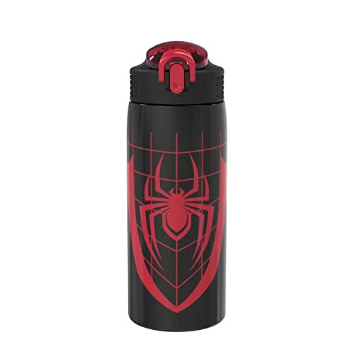 Zak Designs Marvel Spider-Man Water Bottle for Travel and At Home, 19 oz Vacuum Insulated Stainless Steel with Locking Spout Cover, Built-In Carrying Loop, Leak-Proof Design (Miles Morales) - Image 5