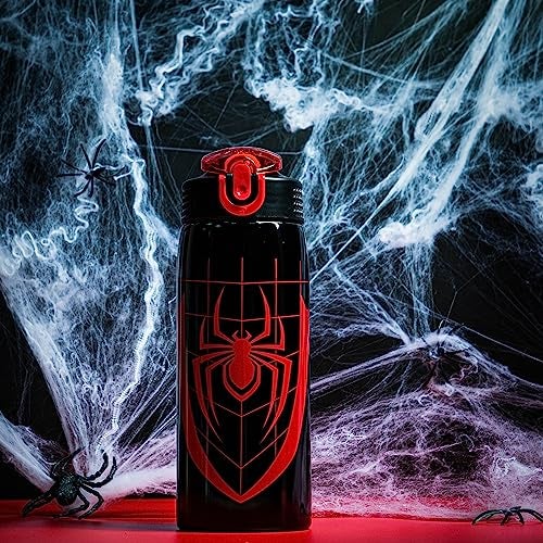 Zak Designs Marvel Spider-Man Water Bottle for Travel and At Home, 19 oz Vacuum Insulated Stainless Steel with Locking Spout Cover, Built-In Carrying Loop, Leak-Proof Design (Miles Morales) - Image 2