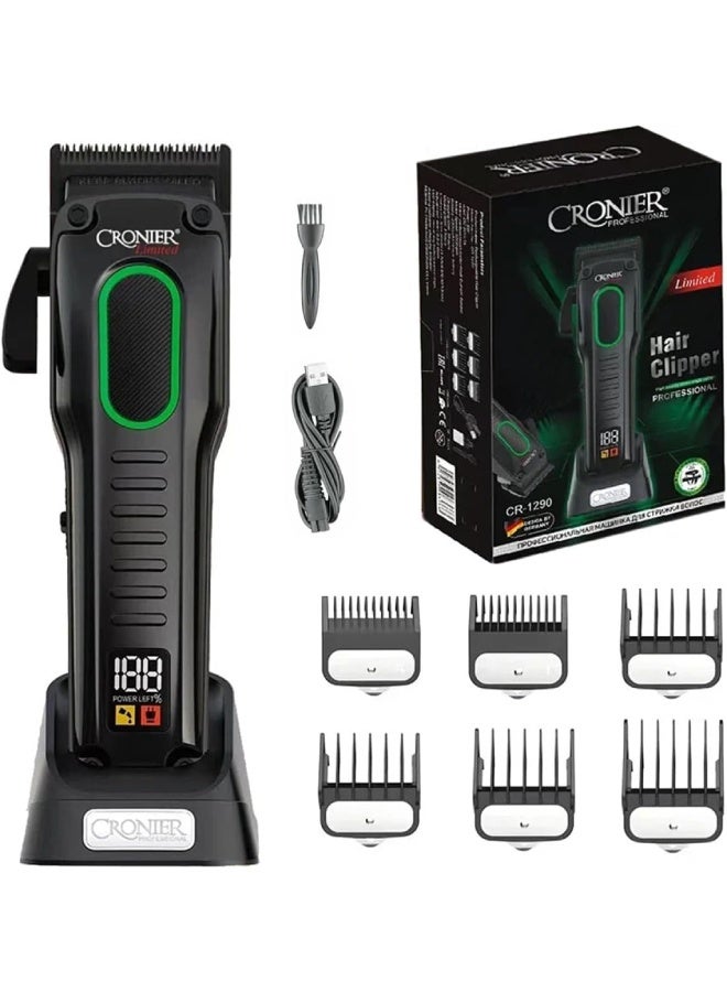 Cronier CR-1290 Hair Clipper  Beard Trimmer – 7000 RPM Motor Adjustable Lengths LED Display DLC Blade - Image 1
