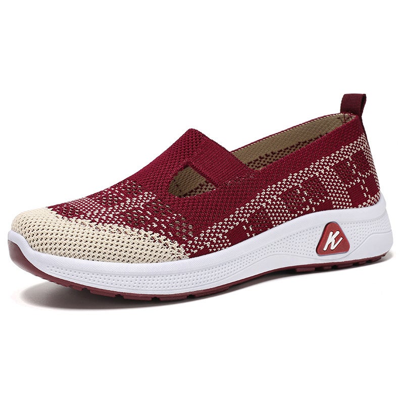 Summer New Womens Breathable Slip-Ons Casual Beijing Cloth Shoes G-YX8 red