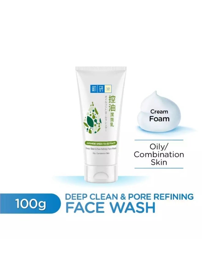 Hada Labo Deep Clean & Pore Refining Face Wash 100g, Facial Cleanser for Oily & Combination Skin, Japanese Green Tea Extract, Bentonite Clay & Hyaluronic Acid - Image 2