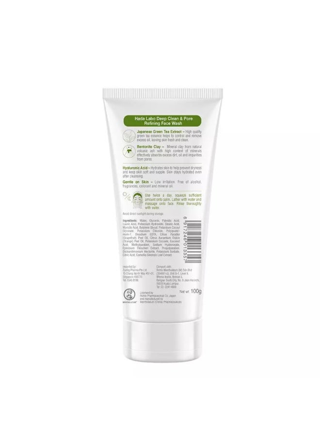 Hada Labo Deep Clean & Pore Refining Face Wash 100g, Facial Cleanser for Oily & Combination Skin, Japanese Green Tea Extract, Bentonite Clay & Hyaluronic Acid - Image 3