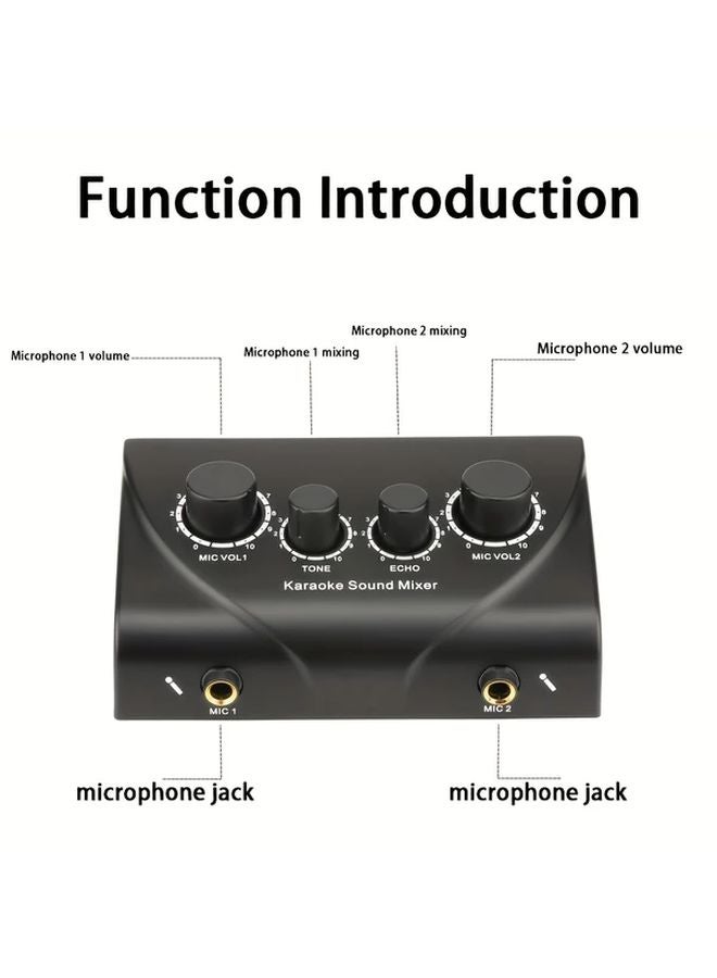 Karaoke Sound Mixer Dual Mic 2 Channel Powered Audio Mixer with Headphone Amplifier - Image 5