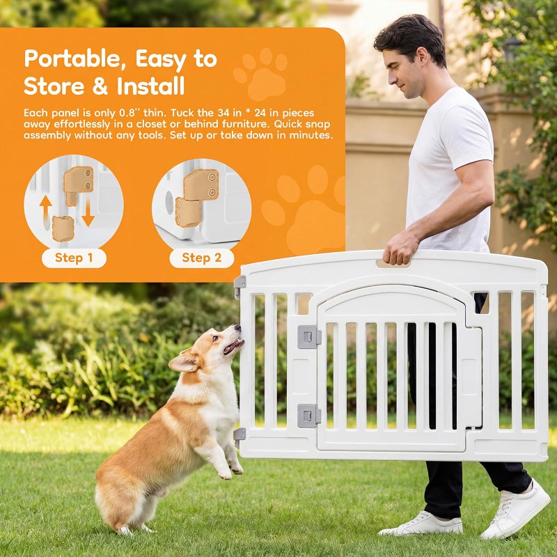 NEWBULIG Dog Playpen 6-Panel, 24IN Puppy Playpen, Stable Dog Play Pen Indoors/Outdoor with Secure Locking Door, Plastic Pet Fence for Small & Medium Dogs - Image 5