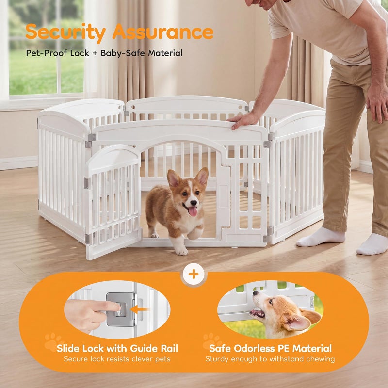 NEWBULIG Dog Playpen 6-Panel, 24IN Puppy Playpen, Stable Dog Play Pen Indoors/Outdoor with Secure Locking Door, Plastic Pet Fence for Small & Medium Dogs - Image 3