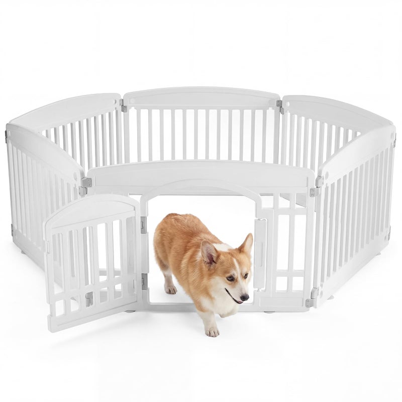 NEWBULIG Dog Playpen 6-Panel, 24IN Puppy Playpen, Stable Dog Play Pen Indoors/Outdoor with Secure Locking Door, Plastic Pet Fence for Small & Medium Dogs - Image 1