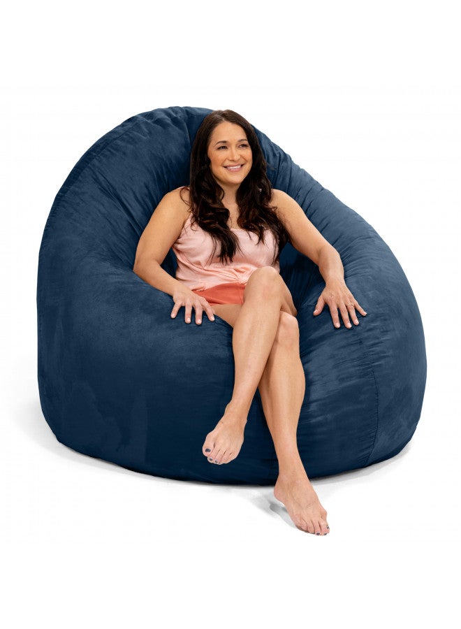 Jaxx 6 Foot Cocoon Large Bean Bag Chair for Adults, Microsuede Navy - Image 4