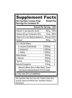 Evlution EVL BCAAs Amino Acids Powder - BCAA Energy Pre Workout Powder for Muscle Recovery Lean Growth and Endurance - Rehydrating BCAA Powder Post Workout Recovery Drink with Natural Caffeine - Rocket Pop  - Image 2